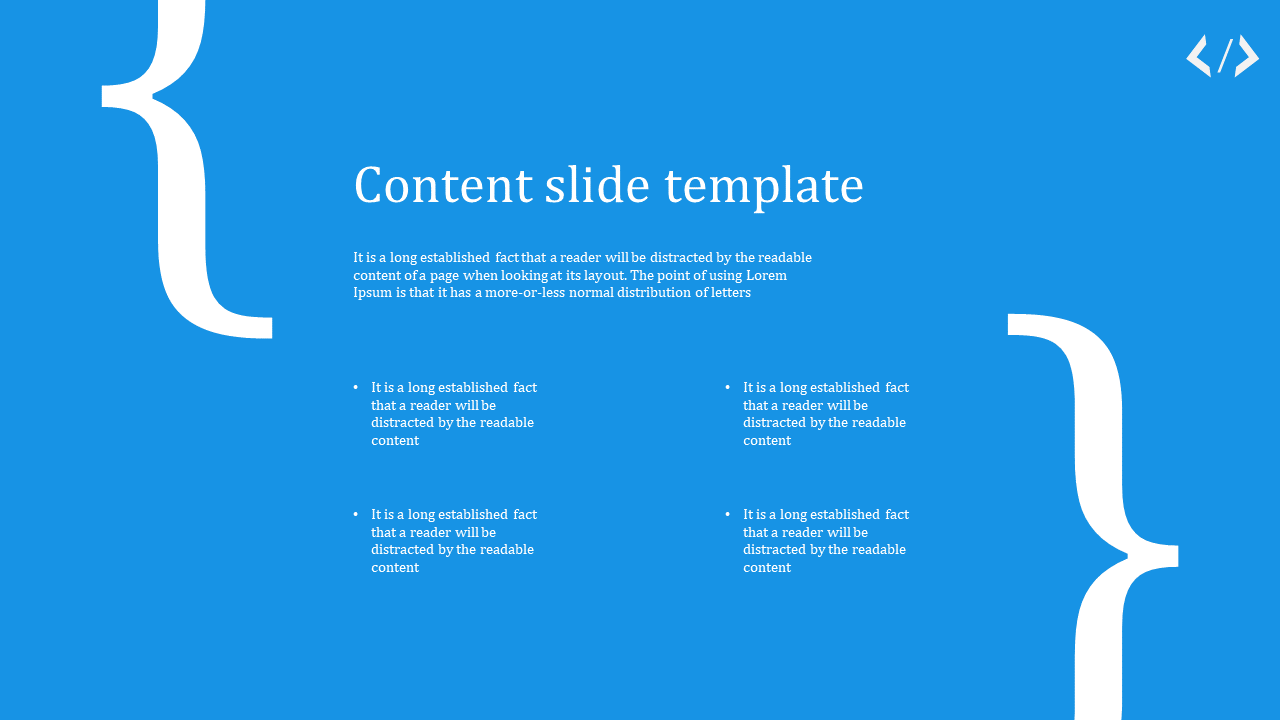 Elegant Content Slide Template Presentation Designs